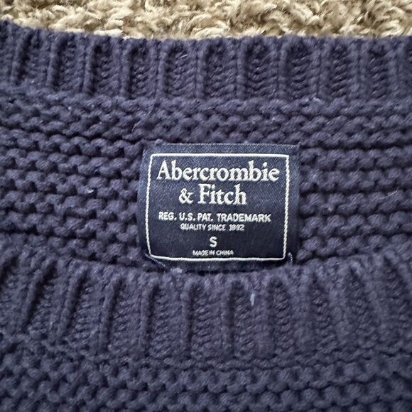 Vintage Abercrombie & Fitch Navy Blue Waffle Weave Tie Sweater Women's Size S - Picture 3 of 7